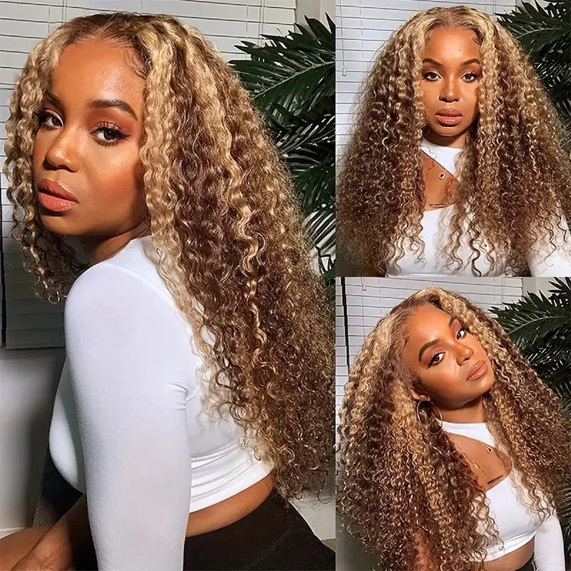 Lace Wig Medium Small Volume Highlight Gradient Long Curly Hair