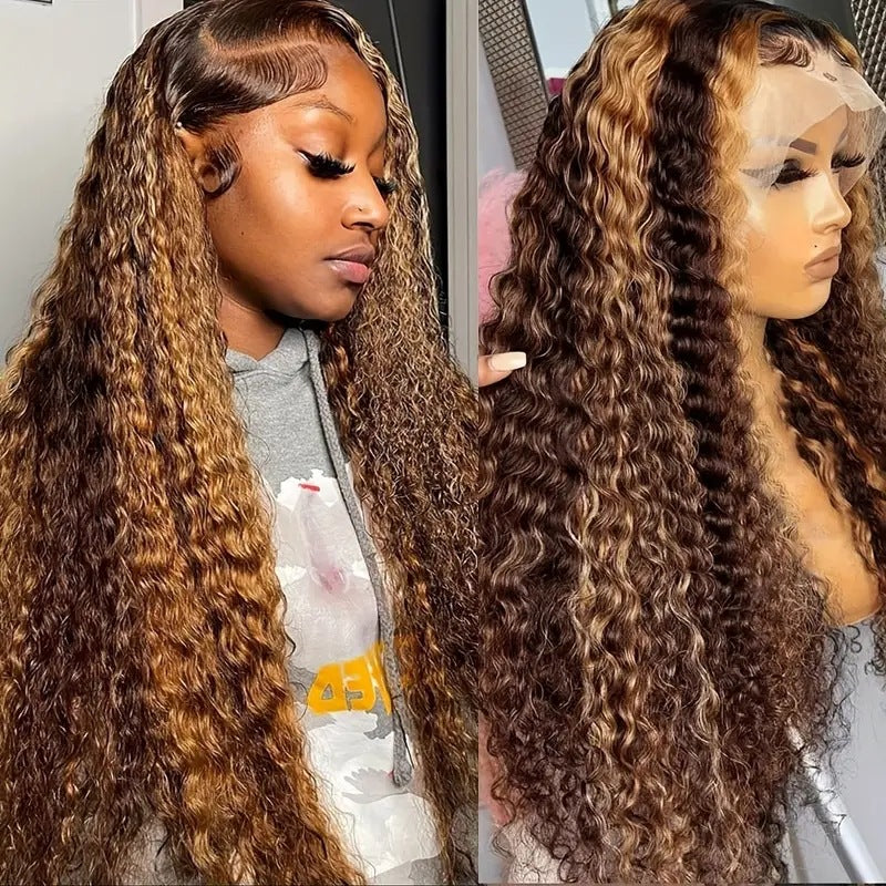 Lace Wig Medium Small Volume Highlight Gradient Long Curly Hair