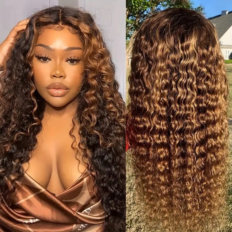 Lace Wig Medium Small Volume Highlight Gradient Long Curly Hair