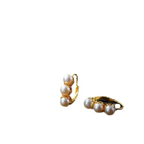 French-style Vintage Earrings With Faux Pearls In Gold