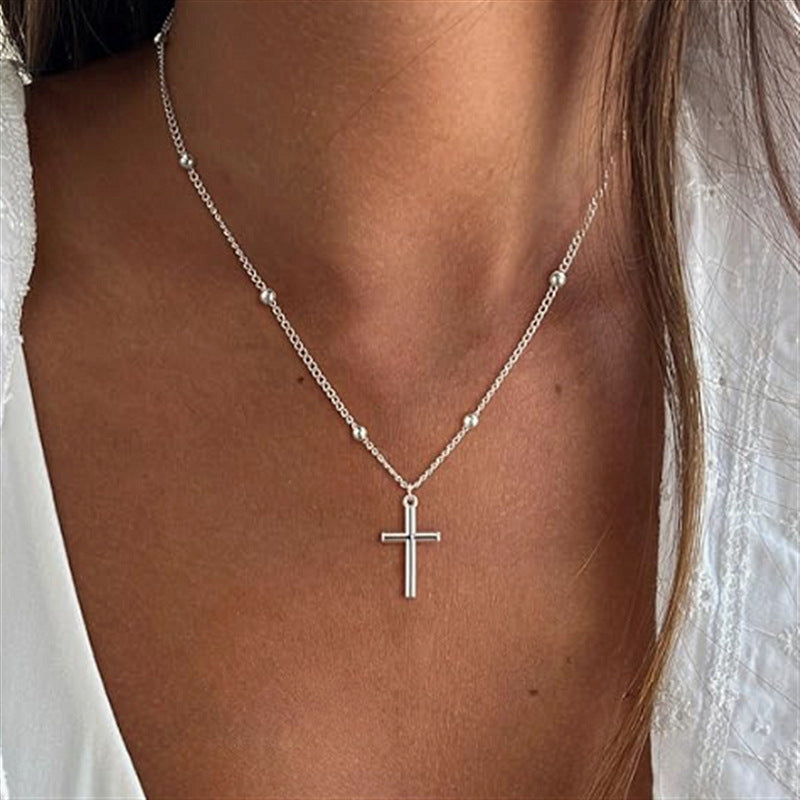 Simple Alloy Cross Pendant Necklace For Women