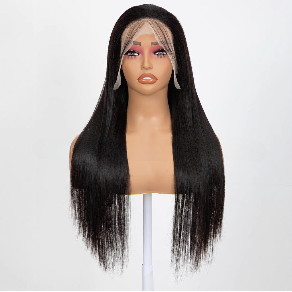 Lace Front Full Head Wigs Double Weft Long Straight Synthetic Hair Extensions