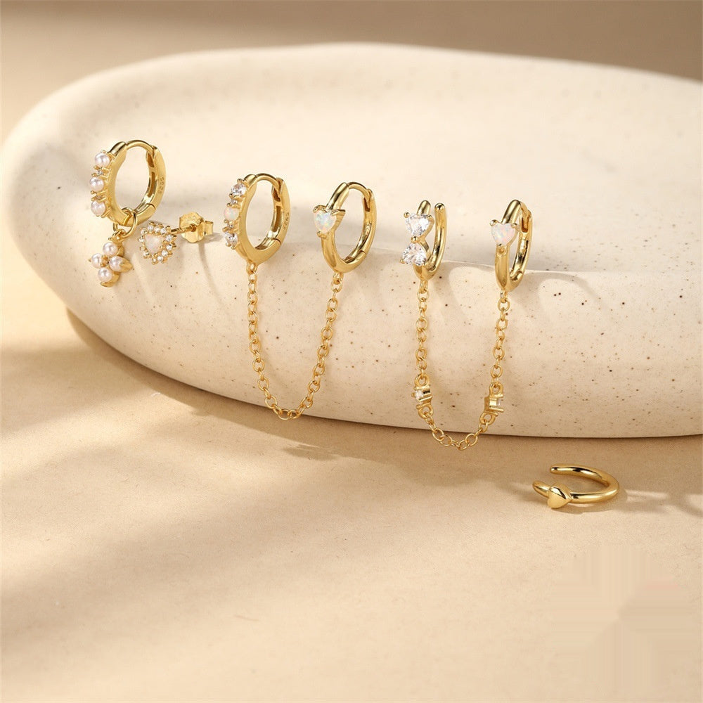 European And American-style Fashion Cross-chain Tassel Earrings