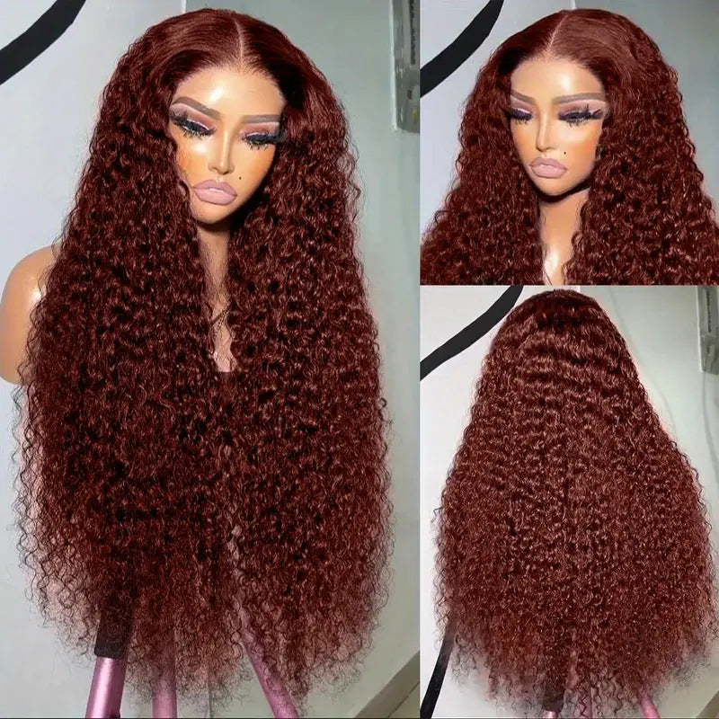 Fashion Front Lace Wine Red Long Curly Wig
