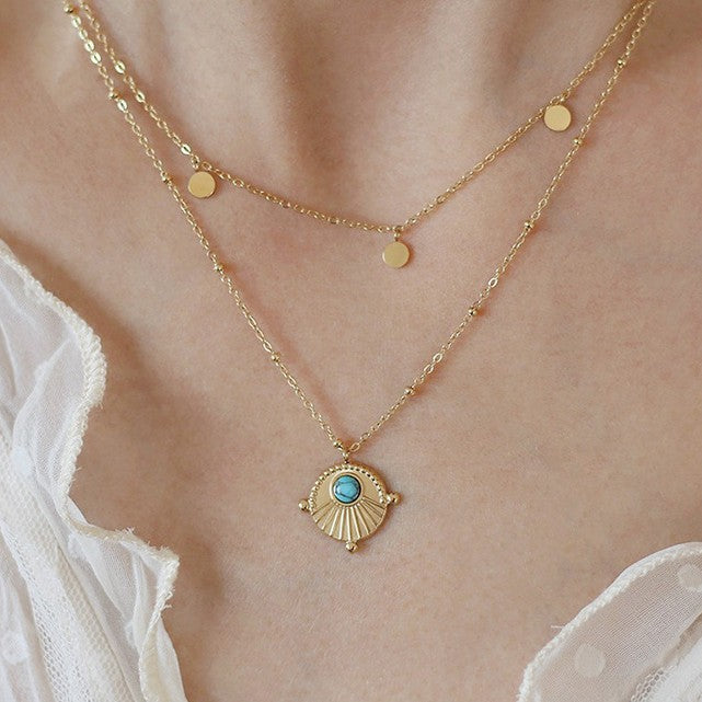 Bohemian-style Double-layer Turquoise Layered Necklace