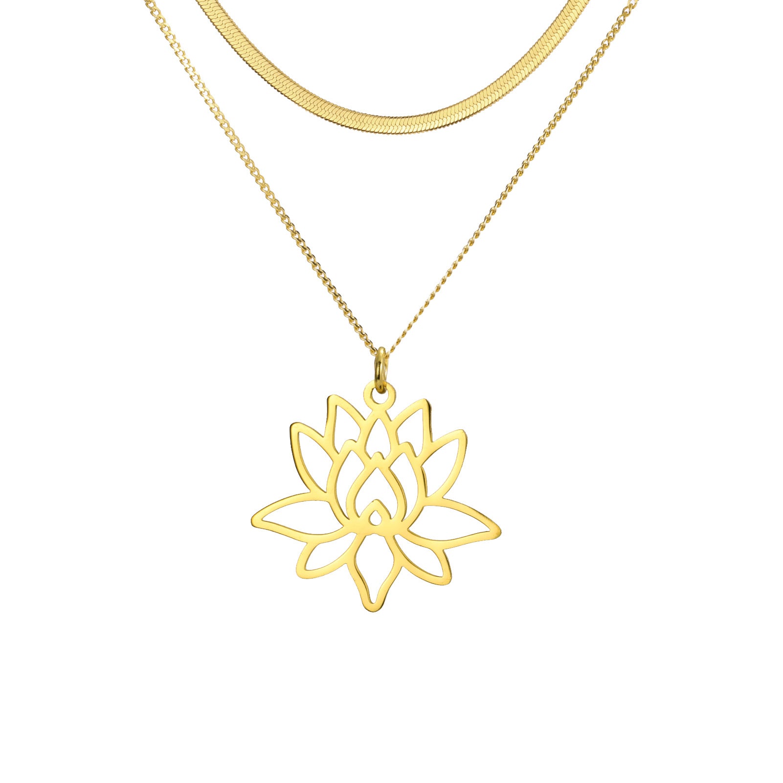 Niche Design Hollow Lotus Pendant Stainless Steel Necklace