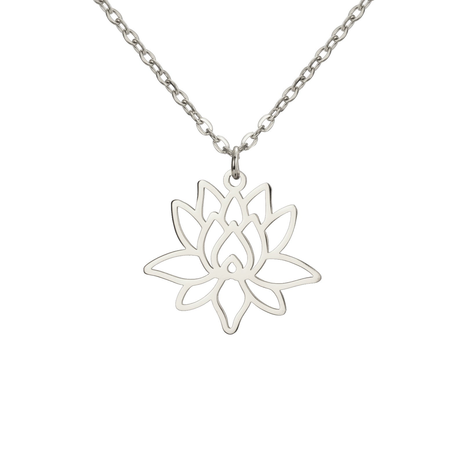 Niche Design Hollow Lotus Pendant Stainless Steel Necklace