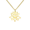 Niche Design Hollow Lotus Pendant Stainless Steel Necklace