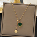 Emerald Diamond Heart Titanium Steel Necklace For Women
