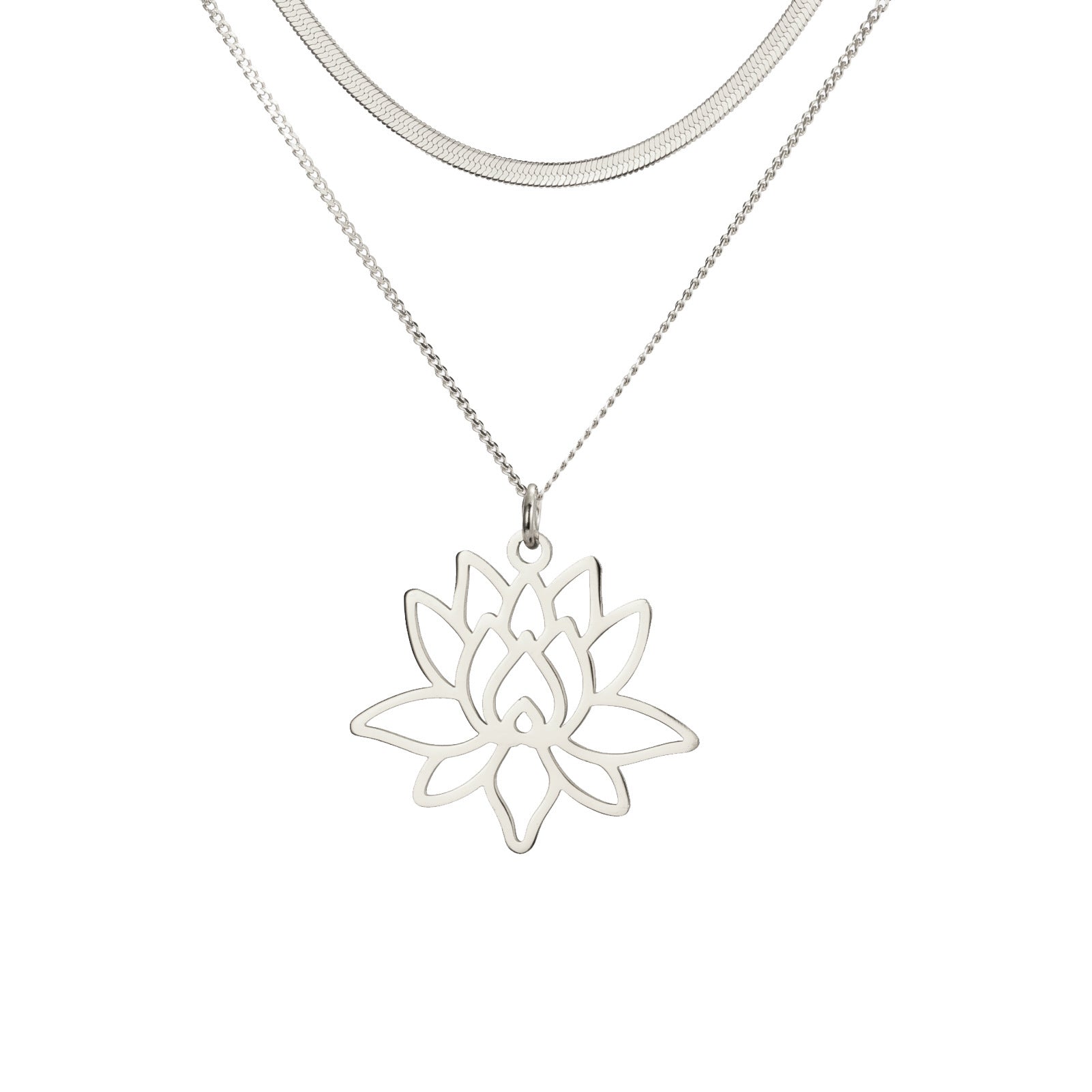 Niche Design Hollow Lotus Pendant Stainless Steel Necklace