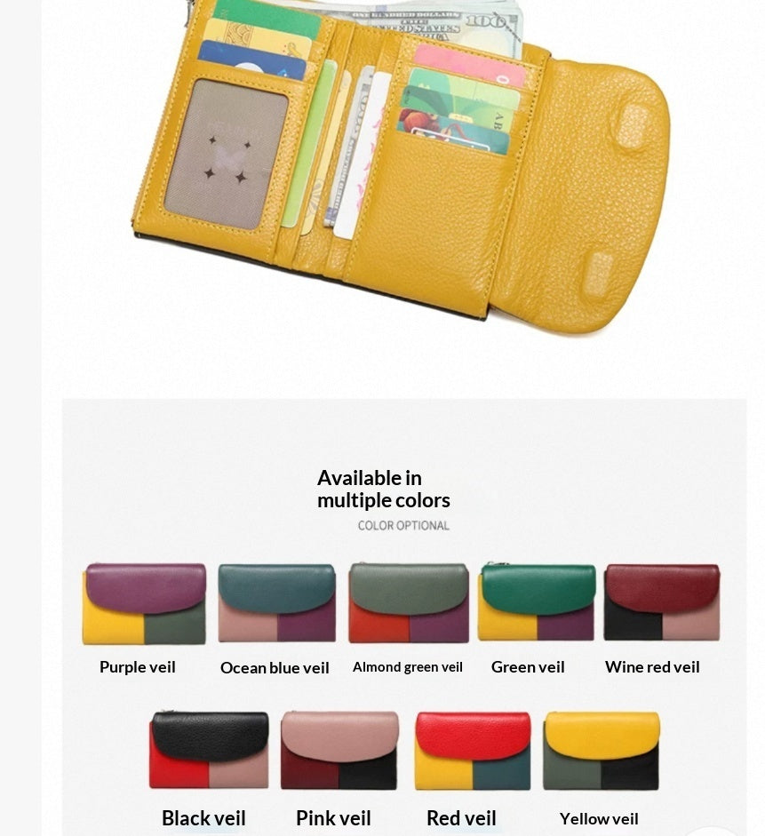 Wallet Short Stylish Women Soft Leather Texture